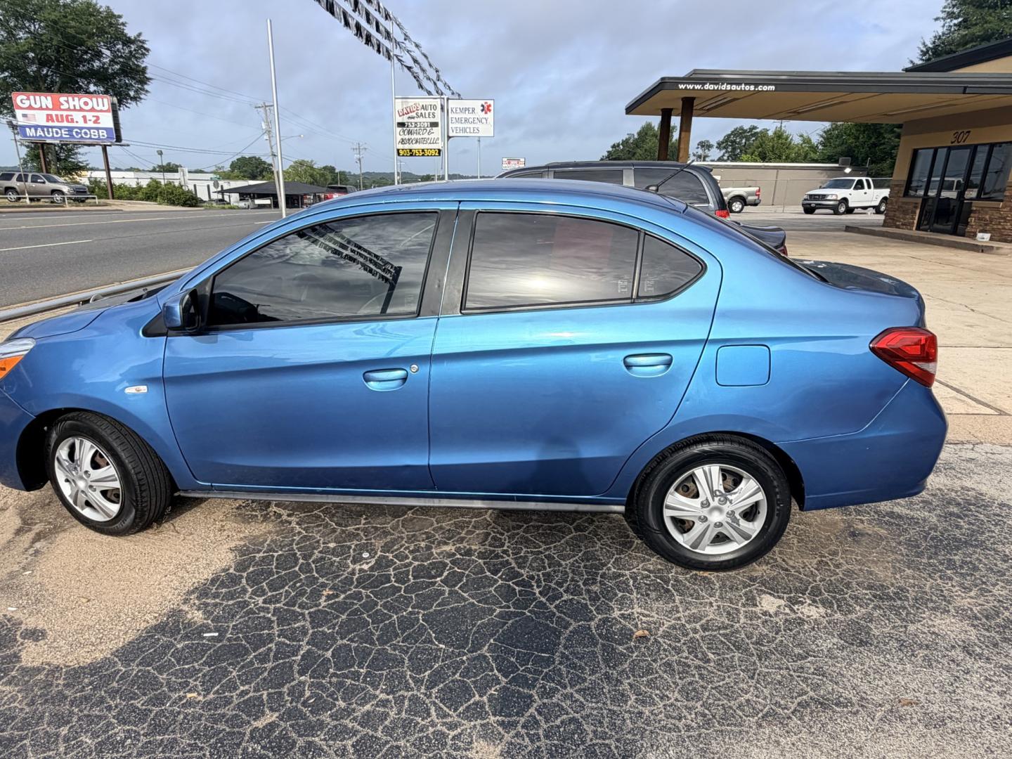 2019 BLUE Mitsubishi Mirage G4 ES 5M (ML32F3FJ6KH) with an 1.2L L3 DOHC engine, 5M transmission, located at 307 West Marshall Avenue, Longview, TX, 75601, (903) 753-3091, 32.500828, -94.742577- Photo#1